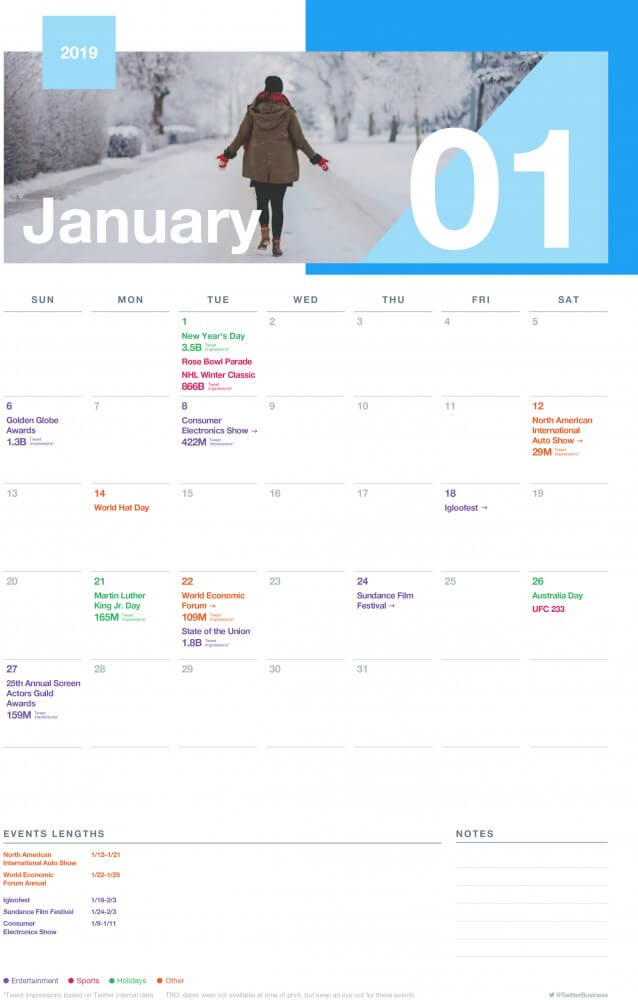 SocialOwl Twitter Calendar January 2019