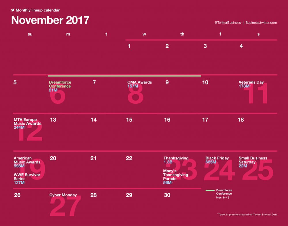 SocialOwl Twitter November 2017 Calendar