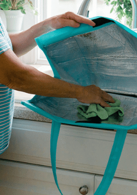 use a safe disinfectant to wipe down the insulated bag