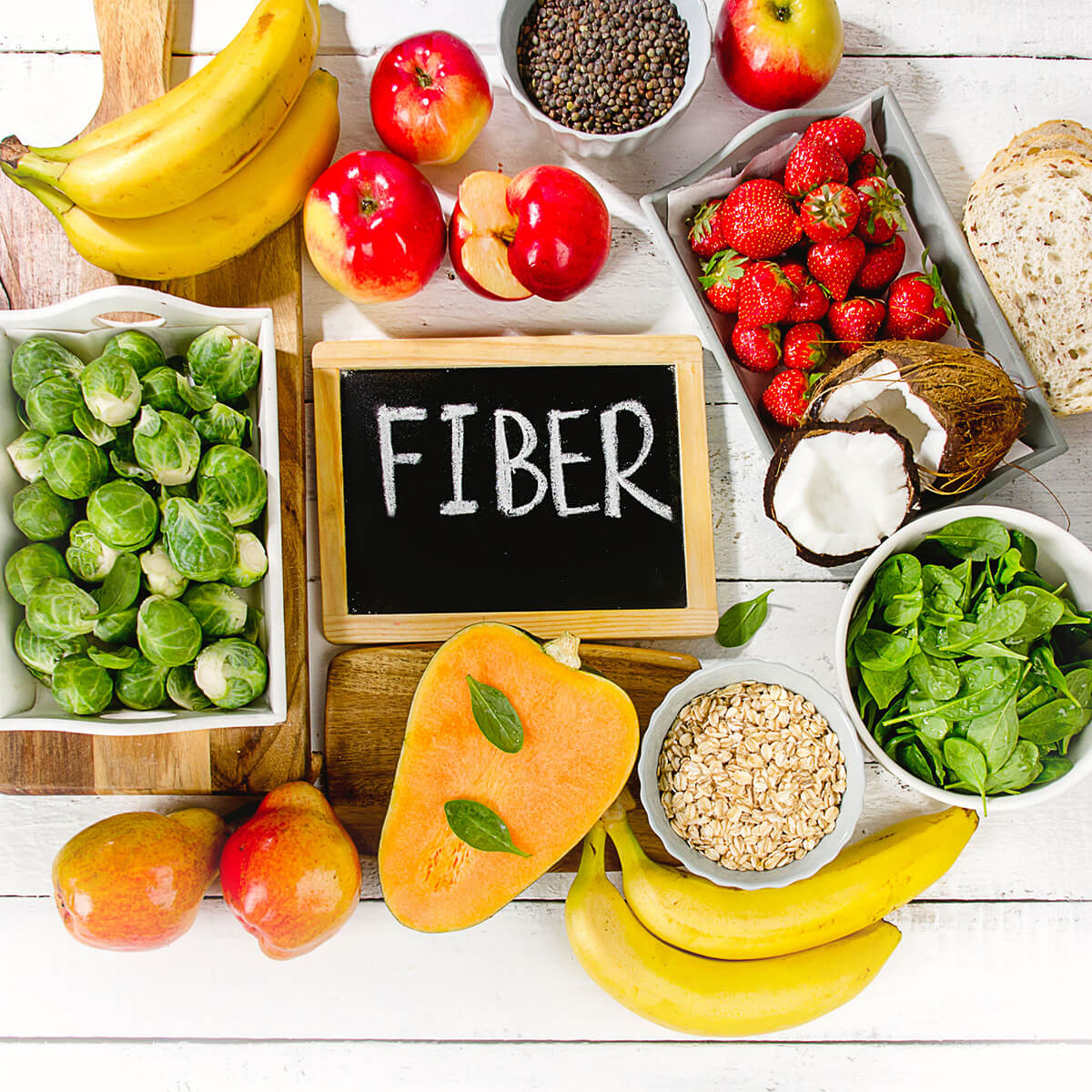 Image of fruits and vegetables high in fiber