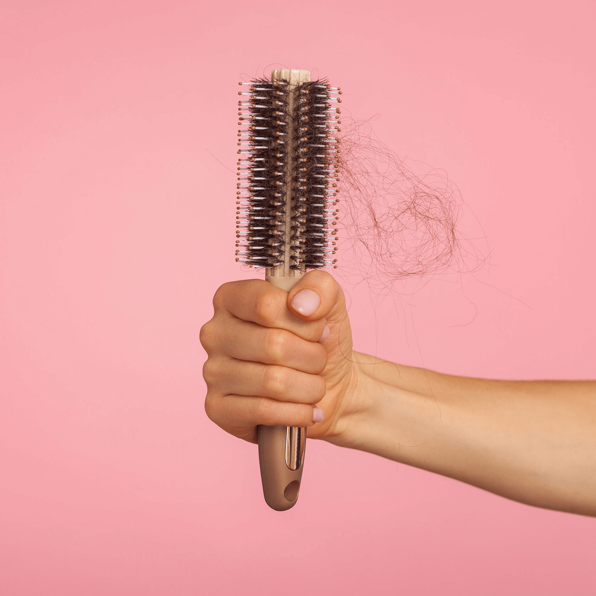 Picture of hand holding hair brush