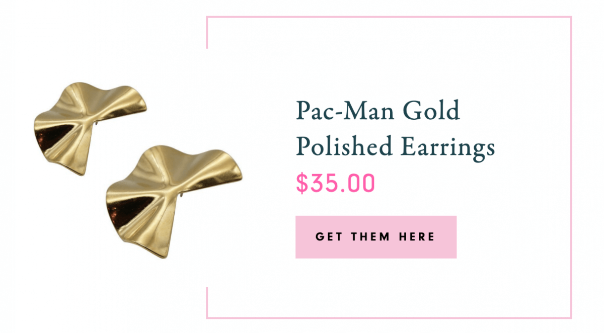 Pac-Man Gold Polished Earrings