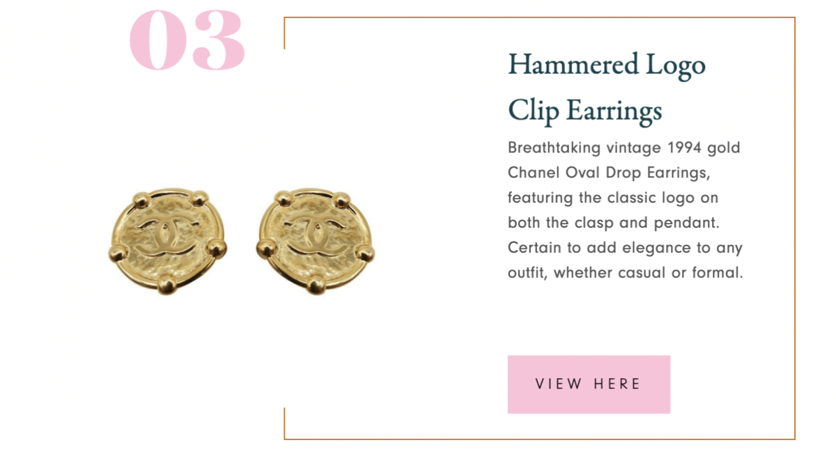 Chanel Hammered Logo Clip Earrings