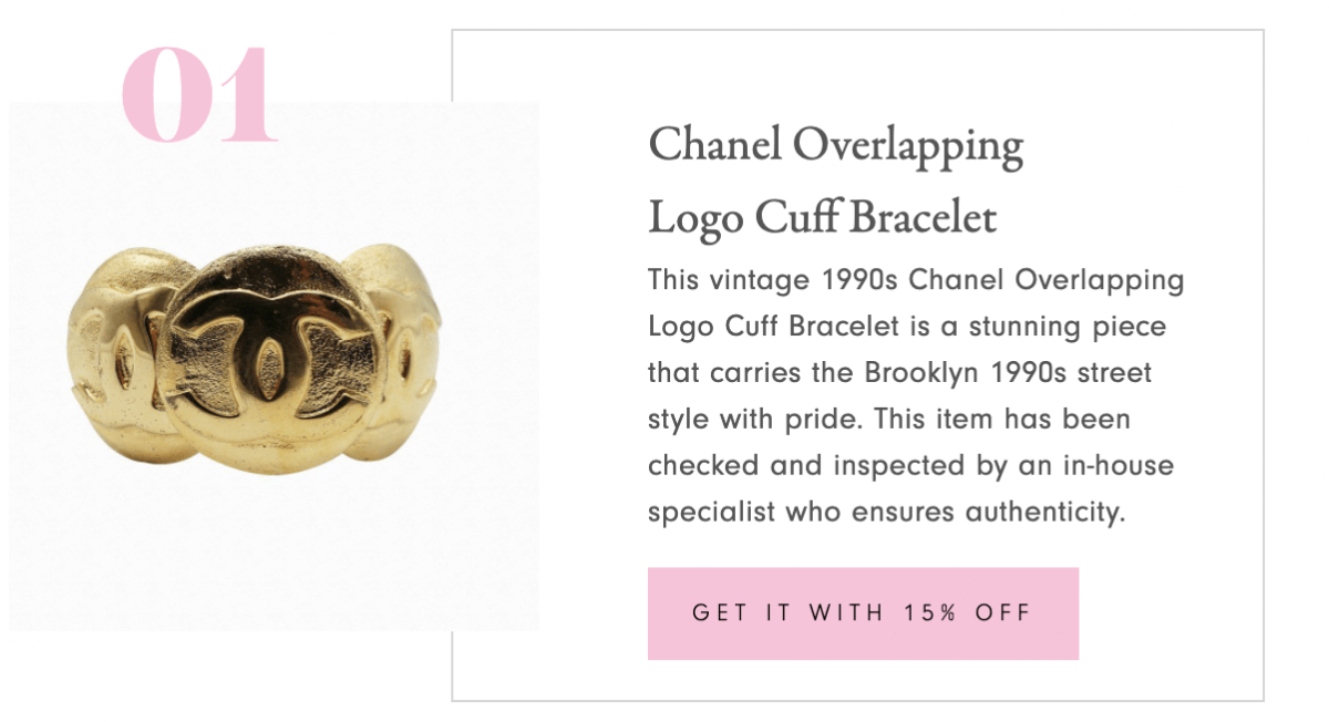 Vintage 1990s Chanel Overlapping Logo Cuff Bracelet